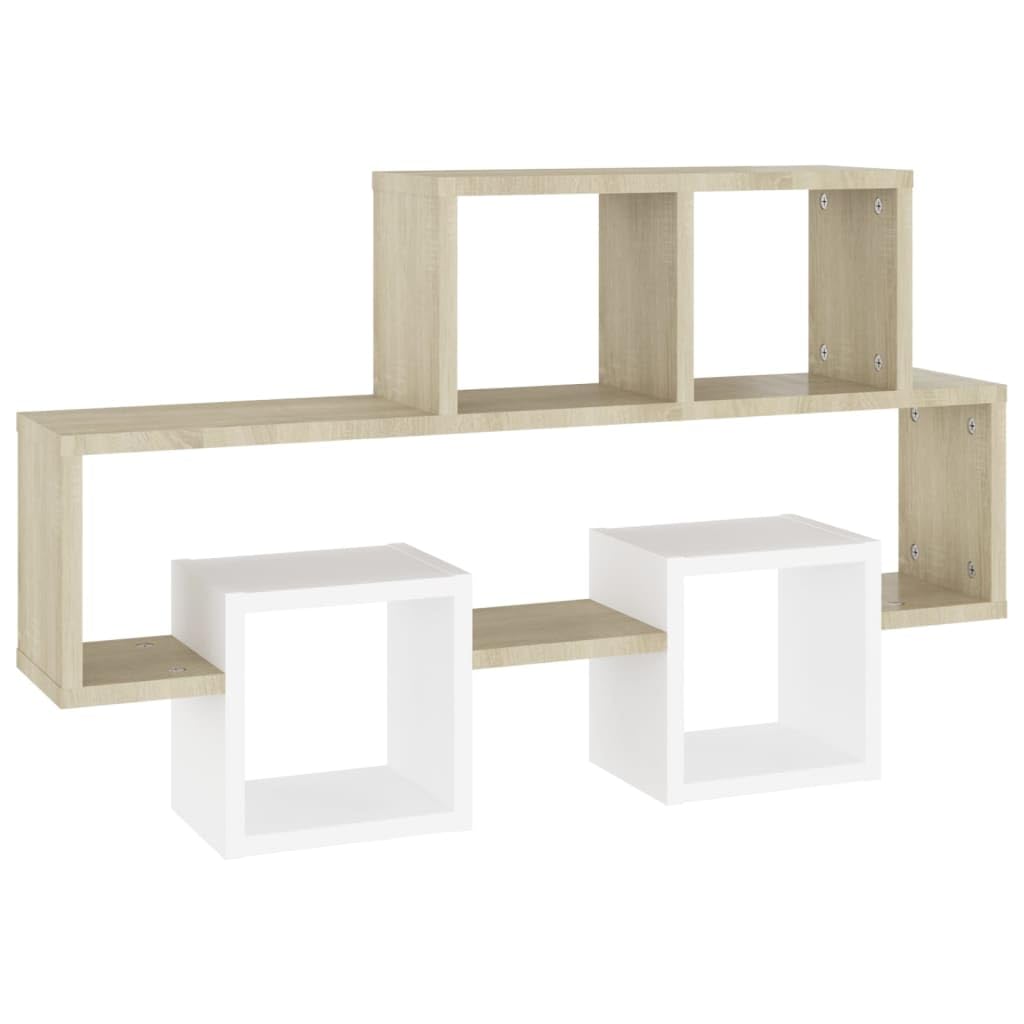 Vidaxl Wall Shelf Car Shape White Sonoma Oak 82 X 15 X 51 Cm Wood Material