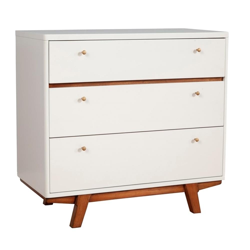 Alpine Furniture Dakota 3 Drawer Small Wood Chest In White