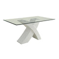 ACME Pervis White Dining Table with Glass Top