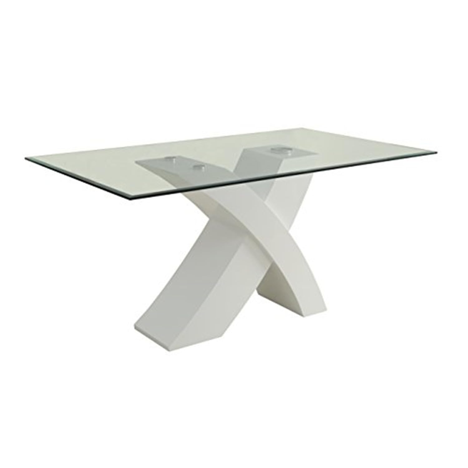 ACME Pervis White Dining Table with Glass Top