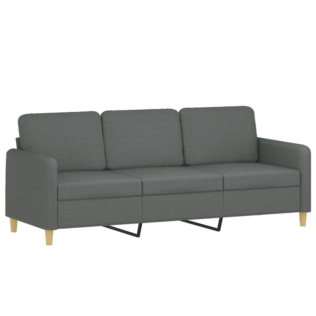 vidaXL Modern 3 Piece Sofa Set in Dark Gray Fabric - Includes 2 Seater Sofa, 3 Seater Sofa, and Footstool with Pillows