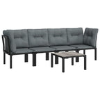 vidaXL - 5 Piece Patio Lounge Set in Black and Dark Gray, Featuring Weather-Resistant PE Rattan Material, Powder-Coated Steel Frame, with Modular Design and Practical Table