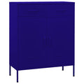 vidaXL Steel Storage Cabinet with Adjustable Shelf - Navy Blue - 31.5"x13.8"x40" - Industrial Style - 2 Doors and Drawers - Ideal for Books, DVDs, Multimedia Appliances