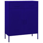 vidaXL Steel Storage Cabinet with Adjustable Shelf - Navy Blue - 31.5"x13.8"x40" - Industrial Style - 2 Doors and Drawers - Ideal for Books, DVDs, Multimedia Appliances