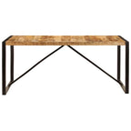 vidaXL Industrial Dining Table - Solid Mango Wood with Sturdy Steel Legs - Polished, Lacquered and Easy to Assemble - Brown and Black