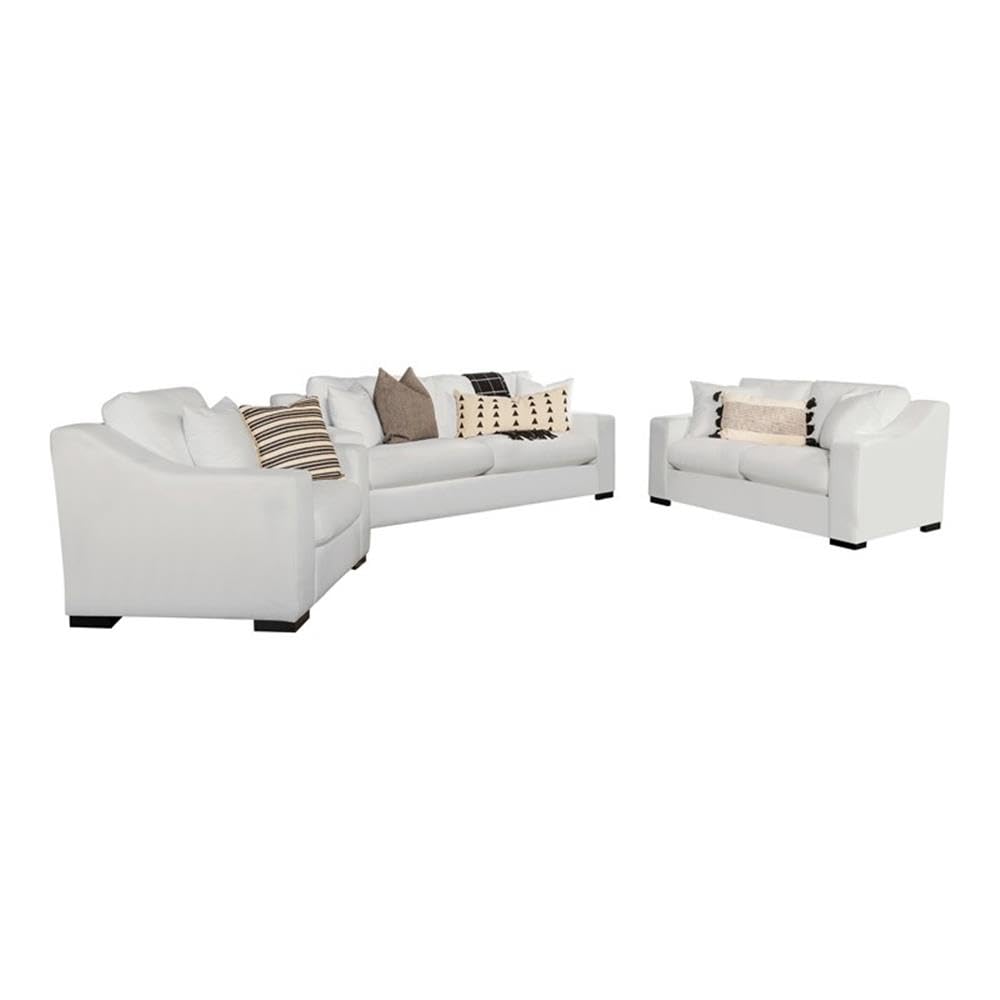 Coaster Home Furnishings Ashlyn 3-Piece Upholstered Sloped Arms Living Room Set White