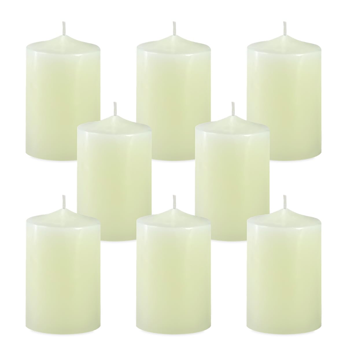 Yusevot 2 Inch Unscented Ivory Pillar Candles, 24 Hour 2x3 Inch Dripless Tapered Column Candles for Home Party Holidays, Set of 
