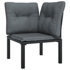 vidaXL Patio Lounge Set 6 Piece, Sectional Sofa Set with Cushions, Conversation Set with Outdoor Footstool, Modern Style, Black and Gray Poly Rattan