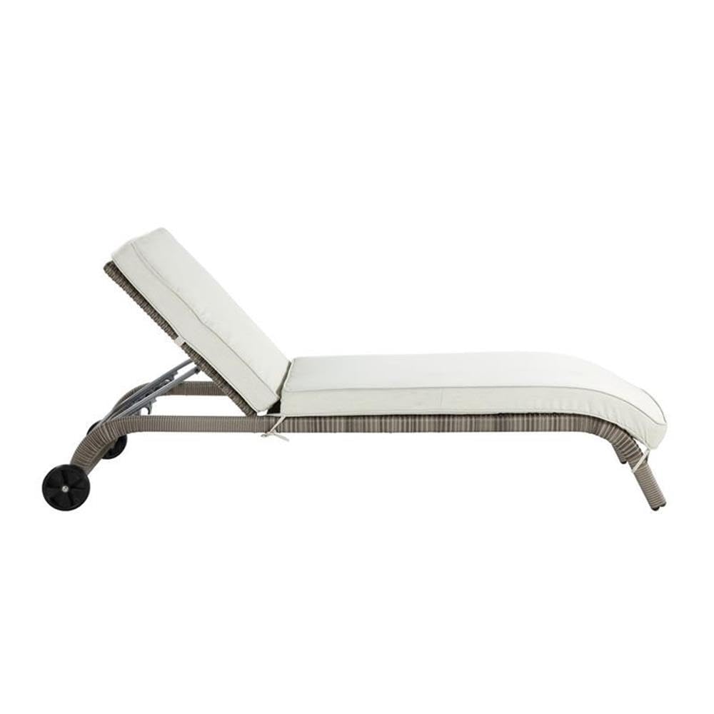 Acme Salena Patio Sun Lounge in Beige Fabric & Gray Finish