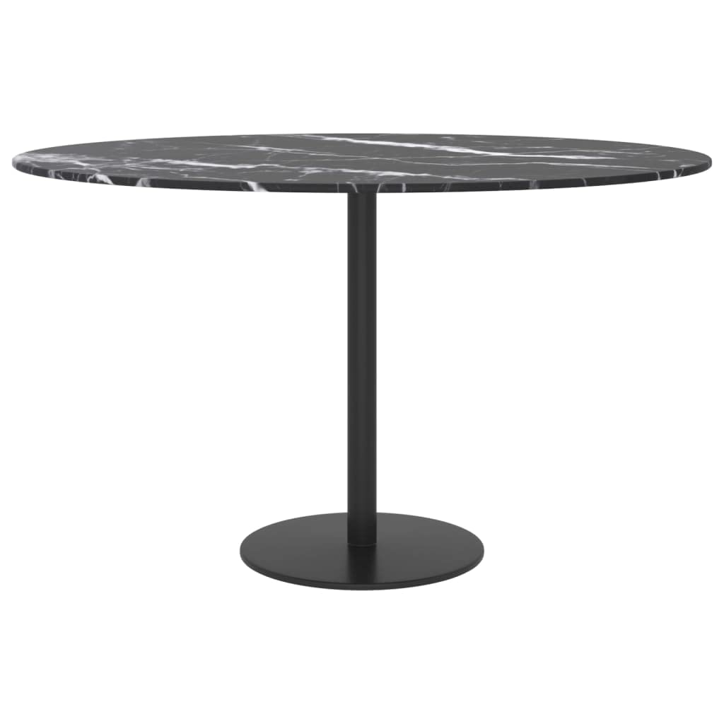 vidaXL Tempered Glass Table Top, Black, 27.6&quot; Diameter, Marble Design, Durable, Easy to Clean, No Assembly Required, Perfect for Dining, Coffee, and Garden Tables