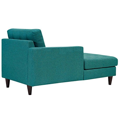 Modway Empress Mid-Century Modern Upholstered Fabric Left-Arm Chaise Lounge In Teal