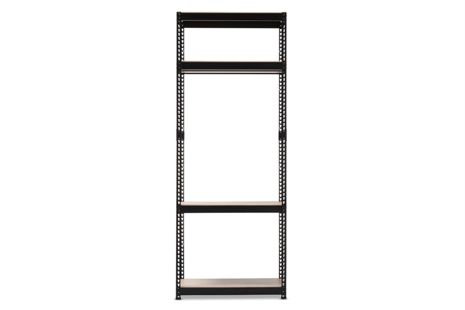 Baxton Studio Gavin Black Metal 4-Shelf Closet Storage Racking Organizer