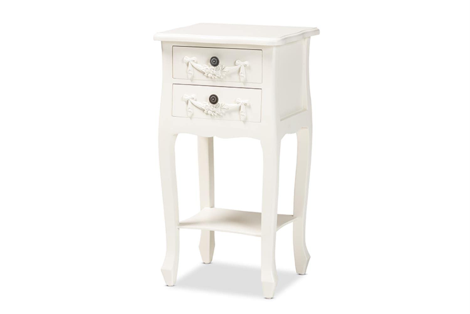 Baxton Studio Eliya White Finished Wood 2-Drawer End Table