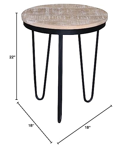 Progressive Furniture Outbound Round End Table, Tan/Black