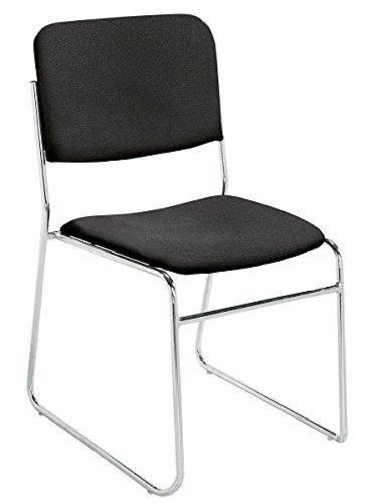 National Public Seating Fabric Padded Stack Chair Ebony Black