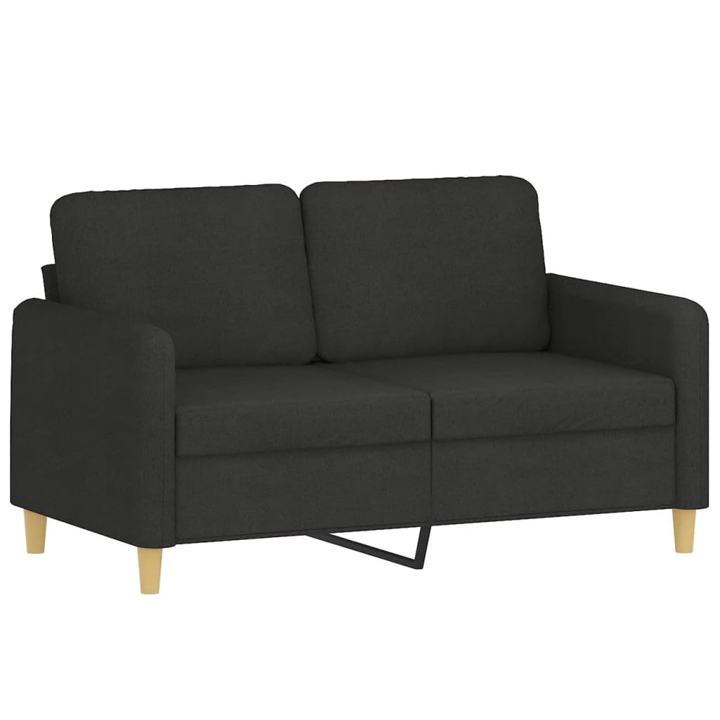 vidaXL 2-Piece Sofa Set with Cushions in Black Fabric - Durable and Comfortable Seating for Indoor/Outdoor Use with Plywood and Metal Frame