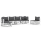 vidaXL Modern Patio Lounge Set - 5 Piece White Steel Frame and Woven Fabric with Comfortable Cushions for Outdoor Garden