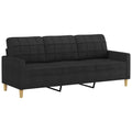 vidaXL Modern 3-Seater Sofa in Black Fabric, 70.9" Wide for Comfortable Seating, Ideal for Living Room, Lounge or Office Space