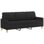 vidaXL Modern 3-Seater Sofa in Black Fabric, 70.9" Wide for Comfortable Seating, Ideal for Living Room, Lounge or Office Space