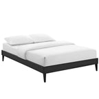 CasaFoyer  Tessie Platform Bed | Solid Wood Frame | Vinyl Upholstery | Tapered Legs | No Box Spring Needed | Compatible with Aveline Memory Foam Mattresses | Mid-Century Modern Design | Full Size | Black