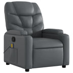 vidaXL Massage Recliner Chair - Gray Faux Leather, Manual Reclining, 6-Point Vibration, Cup Holders, Living Room Seating