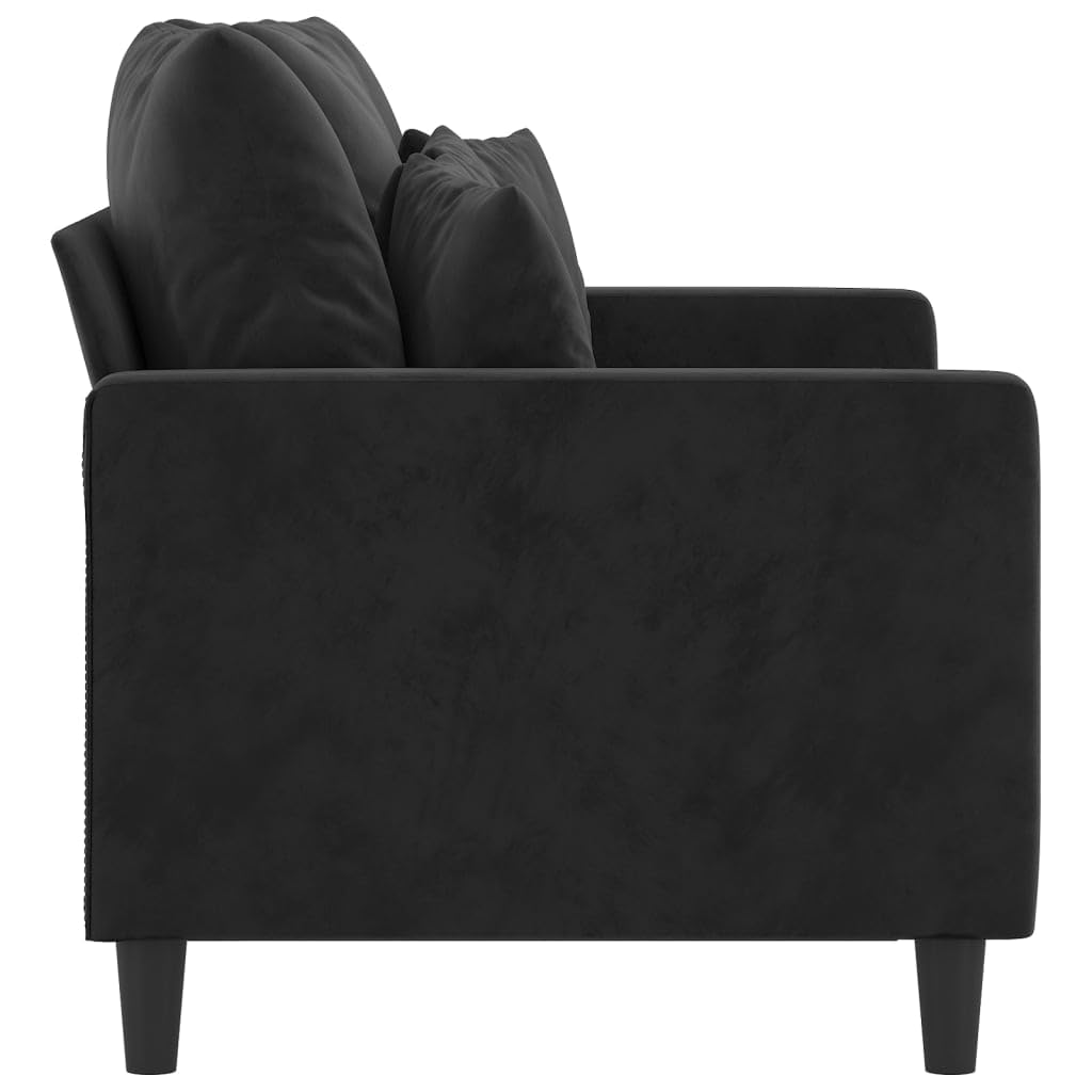 vidaXL Modern 2-Seater Black Velvet Sofa with Sturdy Metal Frame – Deep Comfort Seat - Ideal for Living Room, Lounge, or Home Office