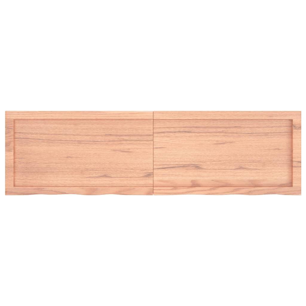 vidaXL Solid Oak Wood Table Top - Light Brown Replacement Board with Live Edge and Varnished Finish for Home and Commercial Use - 55.1x15.7x(0.8-1.6)