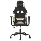vidaXL Adjustable Gaming Chair with Foam Filled Seat and Backrest, Featuring Footrest and Modern Design, in Black and Cream Fabric, Approximate Dimension: 26" x 49.2" x (41.3"-45.5").