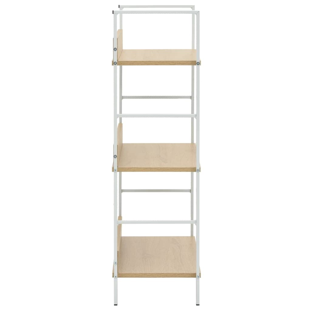 vidaXL 3-Layer Book Shelf and Display Stand in Oak – Sturdy Engineered Wood and Steel Construction, Ideal for Office, Living Room or Patio