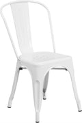 Flash Furniture Perry Commercial Grade White Metal Indoor-Outdoor Stackable Chair