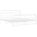 vidaXL Metal Bed Frame King Size with Headboard/Footboard - White, 81.5"x78"x39.4", Modern Design for Bedroom