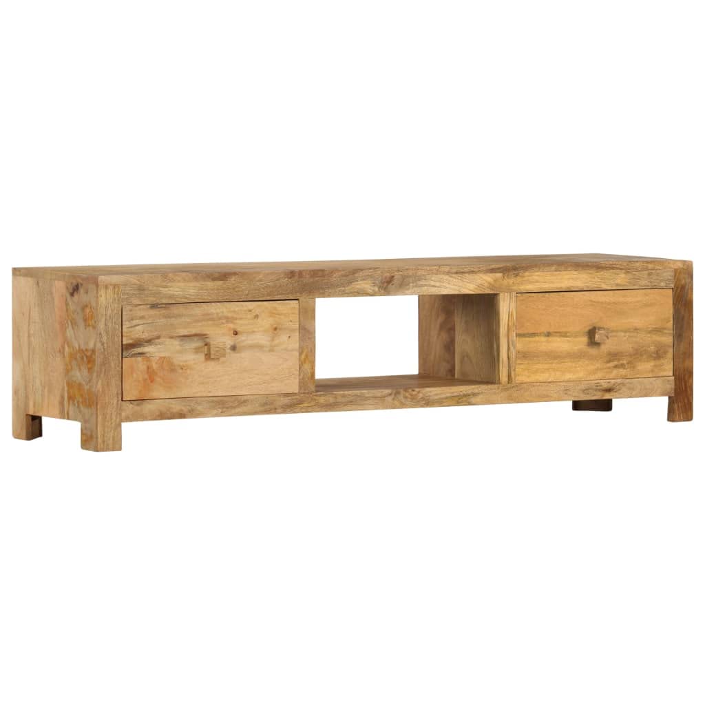 vidaXL Solid Mango Wood TV Stand - Industrial-Style Entertainment Center with Drawers and Open Compartment - Unique, Durable, Versatile
