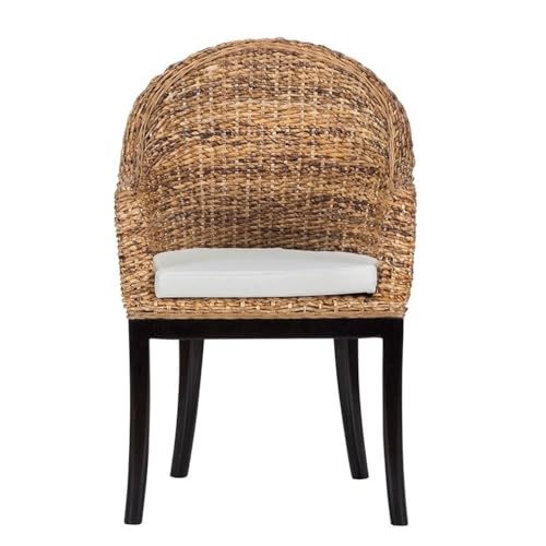 Kosas Home Owen 19&quot; Transitional Rattan Abaca and Mahogany Side Chair in Brown
