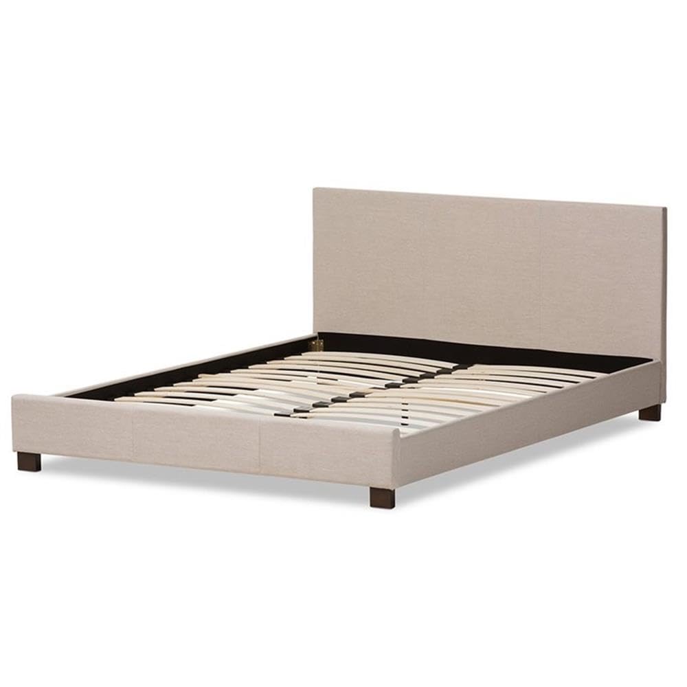 Baxton Studio Elizabeth Modern and Contemporary Beige Fabric Upholstered Panel-Stitched Full Size Platform Bed