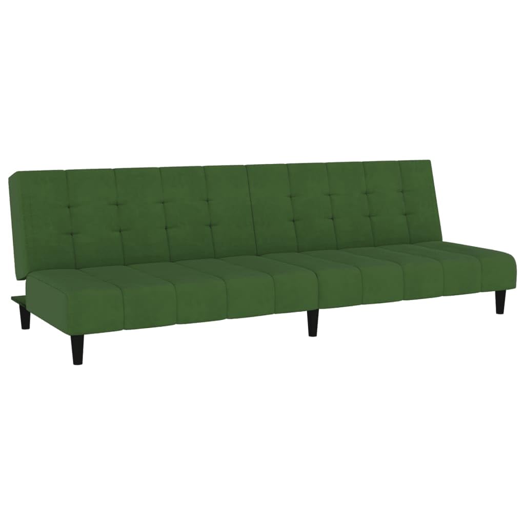 vidaXL Velvet 2-Seater Sofa Bed - Convertible Loveseat Couch and Twin Bed, Dark Green, Comfortable Upholstery, Wooden Frame, Multifunctional for Small Spaces