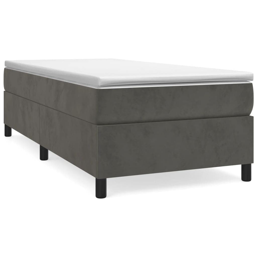 vidaXL Velvet Upholstered Box Spring Twin XL Bed Frame - Dark Gray - Plywood and Engineered Wood Construction