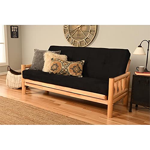 Kodiak Furniture Lodge Futon with Suede Fabric Mattress in Black/Natural