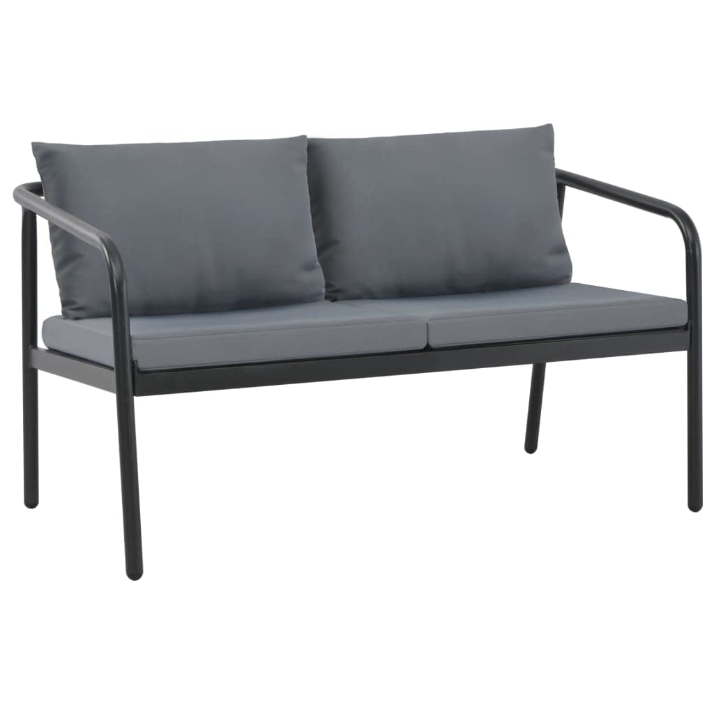 vidaXL 2-Seater Patio Sofa in Dark Gray Aluminum with Light Gray Polyester Cushions - Lightweight, Weather Resistant and Comfortable for Gardens, Patios or Balconies