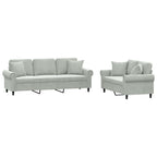 vidaXL Light Gray Velvet Sofa Set - Modern Loveseat & Couch Combo with Pillows and Comfortable Padded Seating for Living Room or Lounge