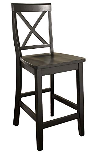 Crosley Furniture Drop Leaf Kitchen Island/Breakfast Bar With 24-Inch X-Back Stools, Black
