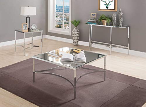 HomeRoots Iron, Mirror 36' X 36' X 18' Chrome and Mirrored Coffee Table