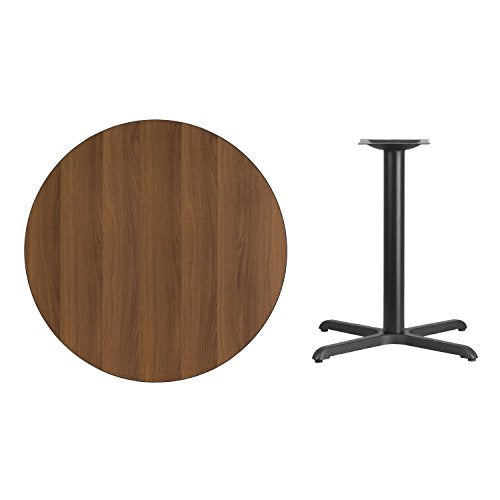 Flash Furniture Graniss 36'' Round Walnut Laminate Table Top with 30'' x 30'' Table Height Base