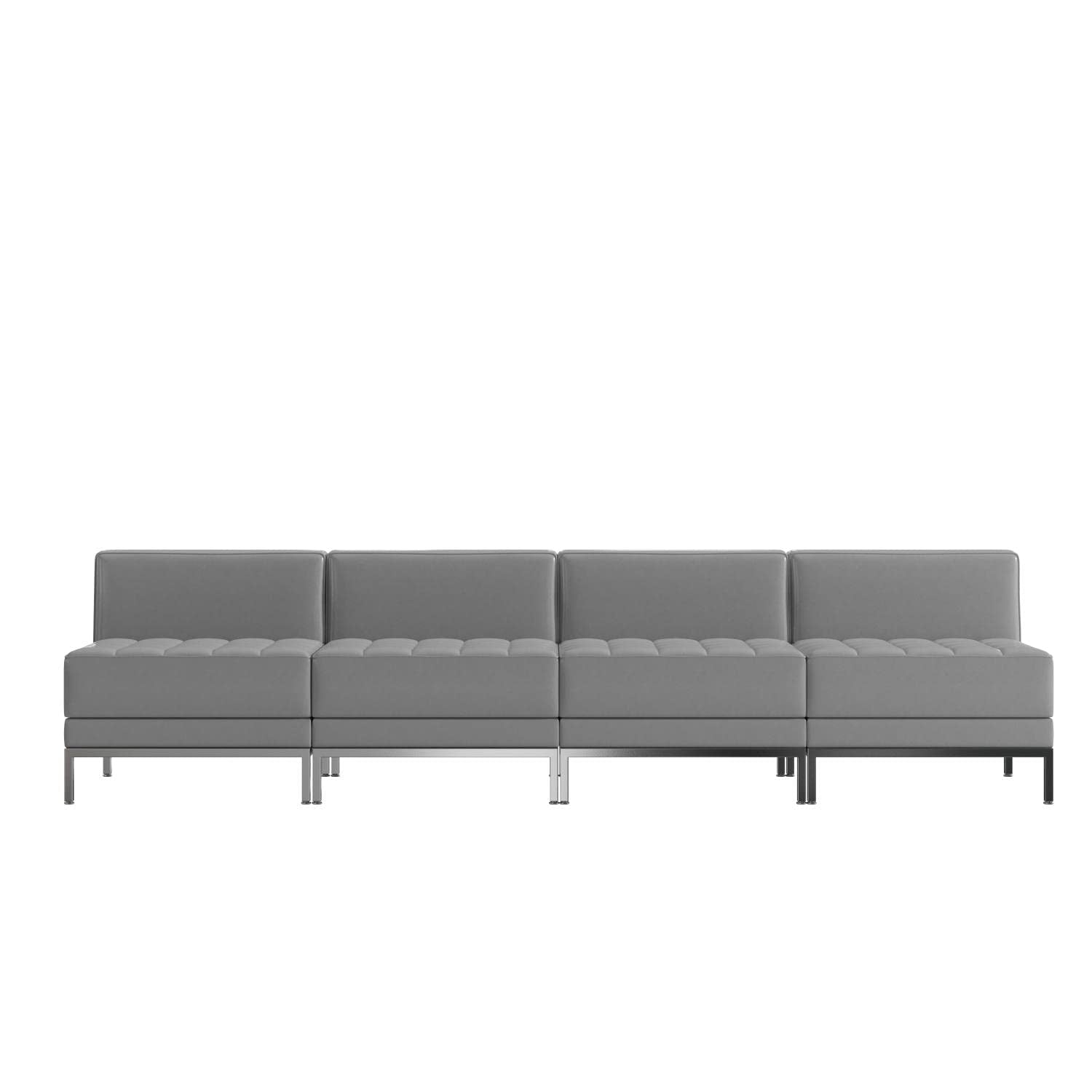 Flash Furniture HERCULES Imagination Series 4 Piece Gray LeatherSoft Waiting Room Lounge Set - Reception Bench