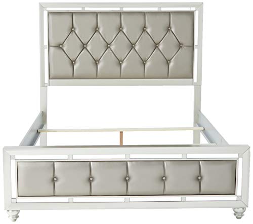 Global Furniture Usa Qb Riley Tufted, Queen Bed, Silver