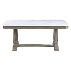 Acme Zumala Wooden Dining Table with Trestle Base in White and Weathered Oak