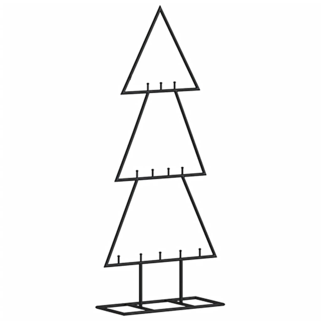 vidaXL Metal Christmas Tree Stand for Decoration, Black, 23.6&quot; DIY, Powder-Coated Steel, Christmas Baubles Hooks, Compact Storage, Modern Look