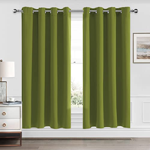 Cucraf Green Blackout Curtains 63 Inch Length 2 Panels Set, Room Darkening Curtains & Drapes For Living Room Bedroom, Thermal In