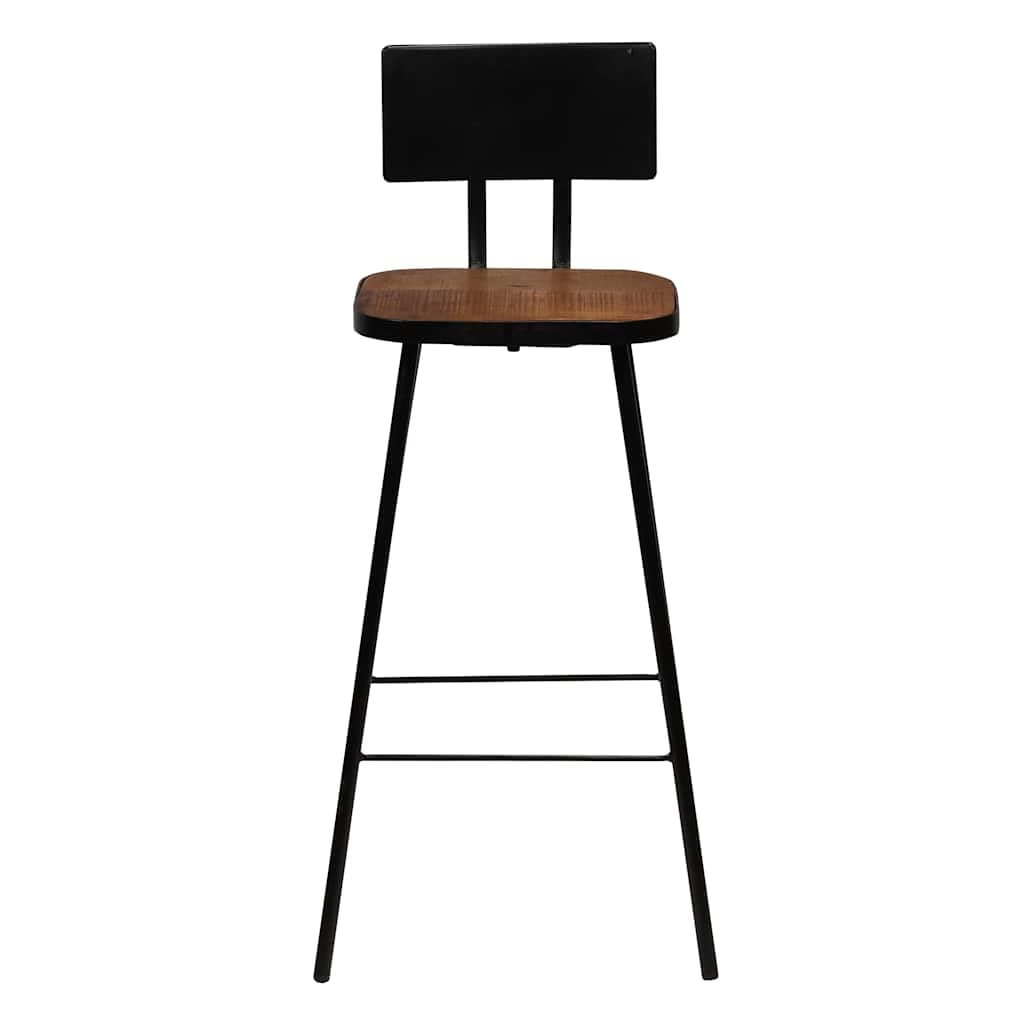 vidaXL Solid Reclaimed Wood Bar Stools - Antique-Style Wooden Counter Chairs with Industrial Charm - Easy to Assemble - Set of 2