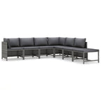 vidaXL Outdoor Patio Lounge Set, 7-Piece Poly Rattan Garden Furniture Set with Removable Cushions, Gray and Anthracite, Modular Arrangement with Convertible Footstool