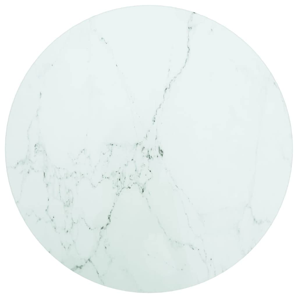 vidaXL Tempered Glass Table Top with Marble Design, White, Round, Durable, Easy-to-clean, Home Decor, Versatile Usage, Zero Assembly Required, Diameter 15.7"
